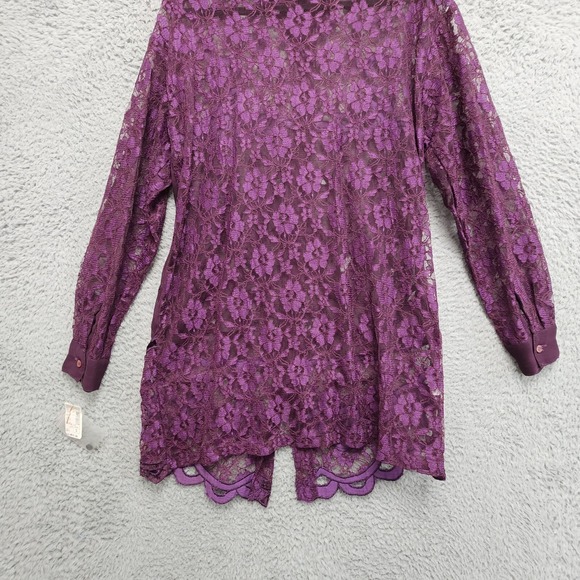 Vintage Gantos Blouse Womens Small Purple Lace Floral Whimsigoth Boho Witchy NEW - Picture 9 of 11